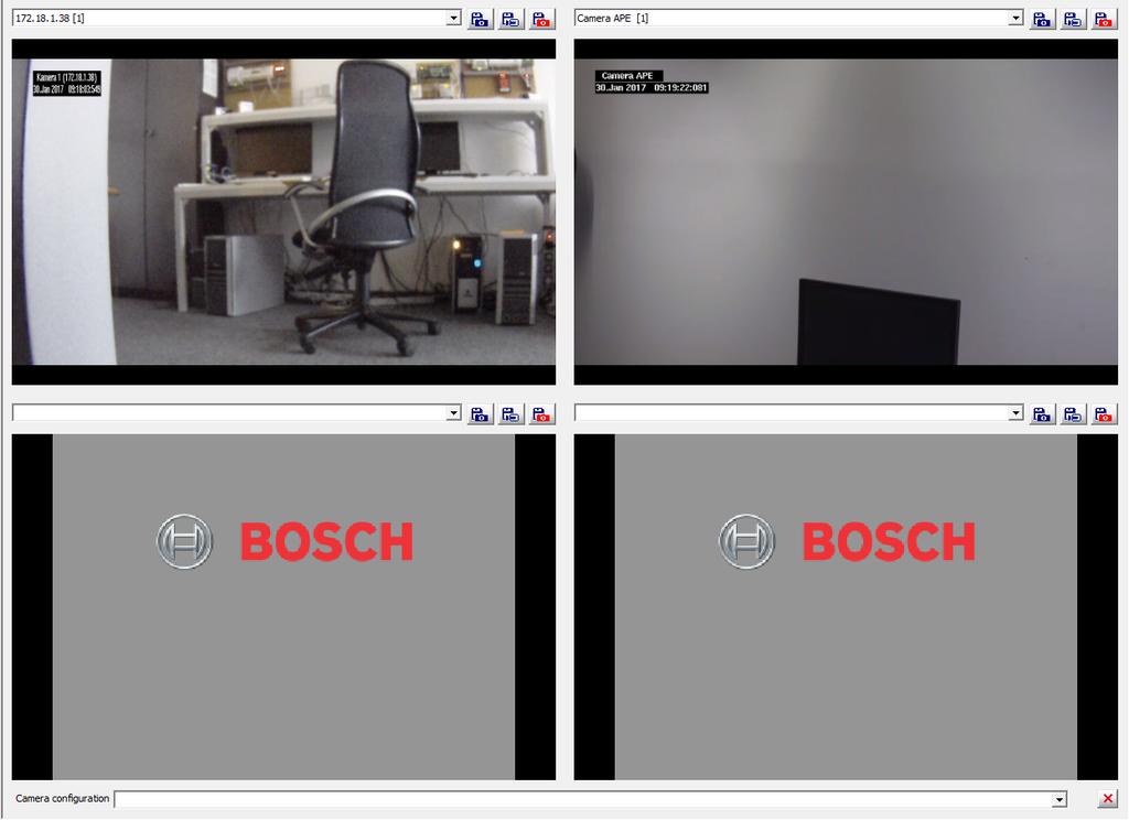 Access Professional Edition Zarządzanie personelem pl 29 Na panelu wideo można wybrać maksymalnie cztery kamery związane z różnymi wejściami.