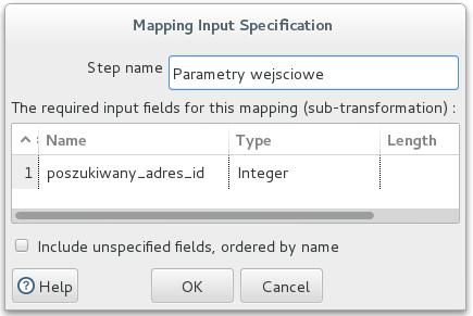 e) Dodaj drugi element transformacji Database lookup z katalogu Lookup. Połącz ze sobą oba elementy. f) Przejdź do edycji nowo dodanego komponentu. Ustaw nazwę (Step Name) na Wczytaj adres z shop1.