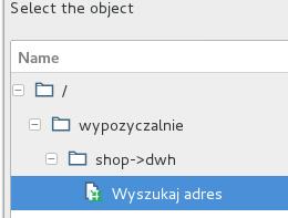 Automatycznie zostanie wybrana jedyna pozycja z listy Target fields (poszukiwany_adres_id). Użyj przycisku Add.