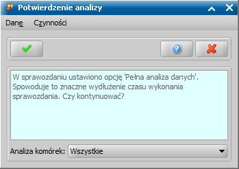 Jeśli wykonujemy sprawozdanie bez pełnej analizy, to po wybraniu przycisku Wykonaj rozpocznie się proces wykonywania sprawozdania.