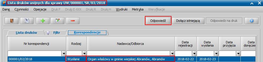 Jeżeli w systemie nie jest prowadzony rejestr spraw na potrzeby polskie (dla wniosków krajowych), to: otrzymane druki unijne, będące odpowiedzią