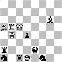 V nagroda nr 747 Wiktor SYZONIENKO (Ukraina) Dwie idee: 1) cykl ABC; 2) podwójny szach BCD. A) 1.Gf3 K:f3 2.Gc3 Ha6# Kd3/+c3, bierne związanie; B) 1.Kc3 H:h3 2.