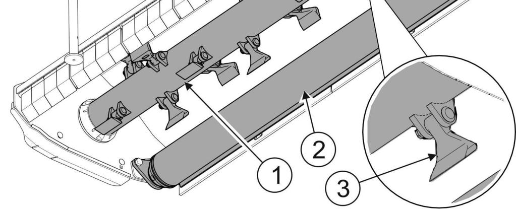 Zespół tnący kosiarek PRONAR BK110M / BK140M / BK160M / BK180M / BK200M / BK250M składa się z wału bijakowego (1) na którym zamontowane są noże bijakowe (3).