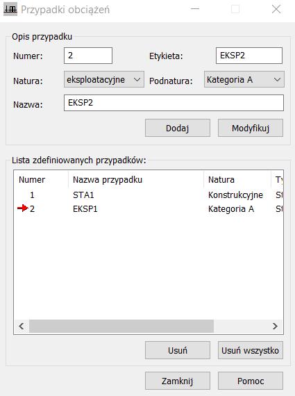 Klikamy na nowy przekrój i definiujemy nazwę podpory (np. uz) i zaznaczamy odpowiednie zablokowane kierunki. Po zdefiniowaniu podpory przykładamy ją do węzła klikając na niego.