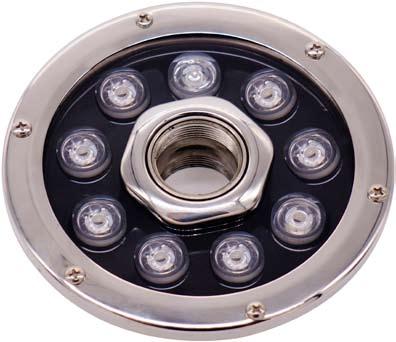 Profesjonalne oświetlenie podwodne Ringi LED typ HQS Zastosowanie Reflektory ringi LED HQS służą do symetrycznego oświetlenia obrazu wodnego fontanny - mogą pracować pod wodą jak również poza nią