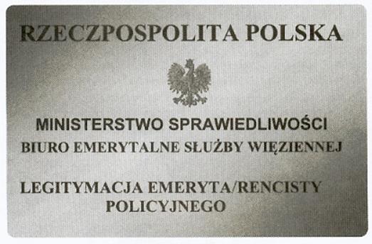 Wzór nr 39 do 38 i 39 WZÓR LEGITYMACJI EMERYTA/RENCISTY POLICYJNEGO (zwolnionego ze Służby Więziennej) str.