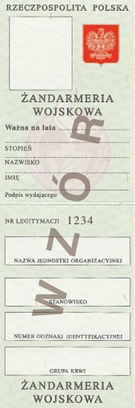 Wzór nr 6(2) do 33 (druga strona) Uwagi: Część wewnętrzna legitymacji Legitymacja składana wzdłuż krótszego boku na dwie równe części.