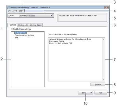 Używanie okna Communication settings Aby używać okna Communication settings, wykonaj poniższe czynności: 1. Otwórz program Printer Setting Tool.