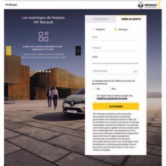 Usługi online Gdy konto zostanie utworzone, a następnie aktywowane za pośrednictwem otrzymanej wiadomości e-mail, zapisać informacje o pojeździe na swoim koncie MY Renault.