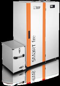 SmartFire 11/15 COMPACT Stalowy kocioł na pelety z automatycznie czyszczonym palnikiem i zapalarką oraz zestawem hydraulicznym, o sprawności 91,1% oraz mocach 11 i 15 kw.