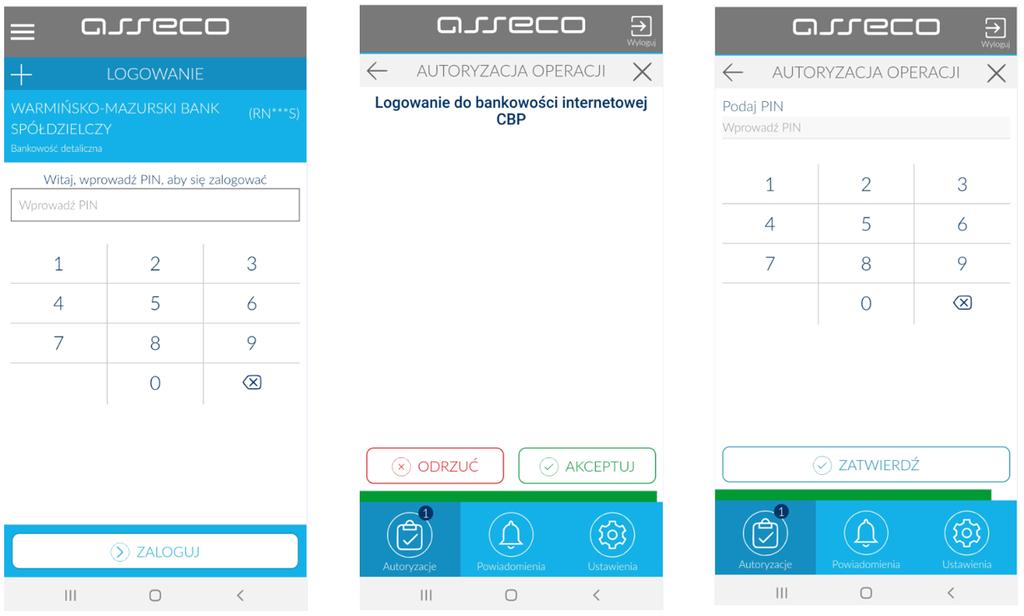 Akceptacja w aplikacji mtoken Asseco MAA jest ostatnim krokiem logowania do Systemu Bankowości Internetowej 4.