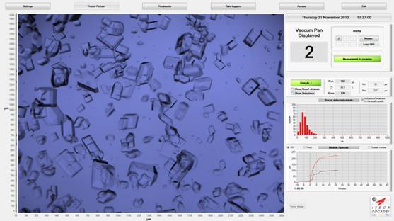 Cukroskop przemysłowy HD Crystobserver Etap 5: detekcja małych kryształów ( mączka ) Oprogramowanie umożliwia analizę porównawczą trzech cykli gotowania: w jednym warniku po jednym w trzech