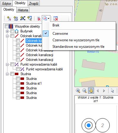 Funkcjonalność tego elementu została znacznie rozszerzona m. in. o możliwości zarządzania grupą obiektów, wyświetlaną w postaci drzewa rodzajów obiektów.