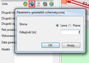 b. Wybrać stronę po której ma zostać utworzona geometria kabla c.