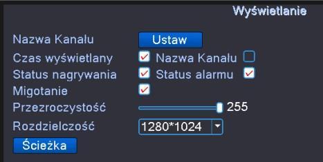 2.7 Konfiguracja nagrywania z detekcji ruchu Włączenie statusu nagrywania (ikon nagrywania oraz ikony detekcji ruchu) Zaznaczamy Menu->System->Wyświetlanie->Status nagrywania Zaznaczamy