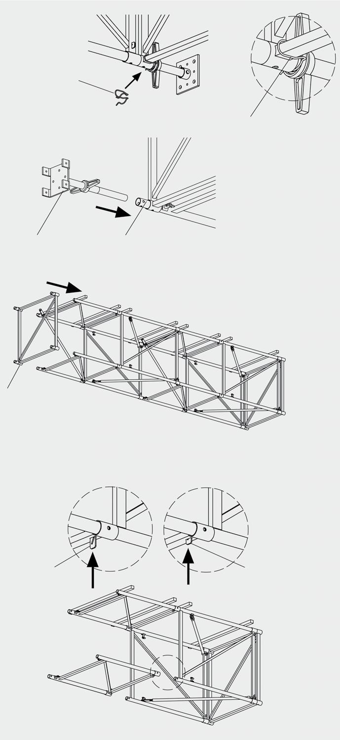 10.1 Montaż w pozycji poziomej ID15 5. Zmontować dalsze ramy i zabezpieczać je za pomocą zamknięć klinowych.