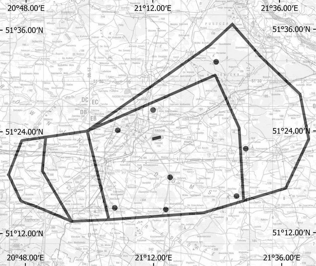 VISUAL OPERATION CHART FIS WARSZAWA RADOM (EPRA) AD ELEV 190 RADOM TOWER RADOM APPROACH FIS KRAKÓW 128.675 119.150 119.450 119.