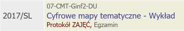 2016/2017, lub 2016/2017 dla przedmiotów realizowanych w cyklu rocznym) kod przedmiotu, dzięki któremu można odróżnić podobny przedmiot realizowany w różnych