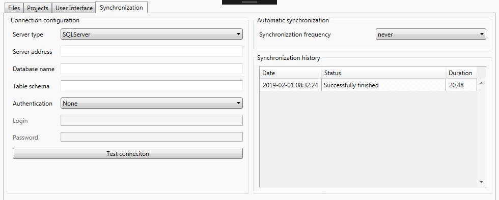 SQLSERVER W tym scenariuszu użytkownik musi posiadać działający SQL Server. Baza danych jest tworzona automatycznie przez Monitor pracy na serwerze.