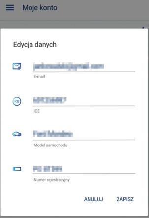 MOJE KONTO Znajdziesz tutaj ważne informacje na przykład numer telefonu, na który zadzwonimy w przypadku kolizji.
