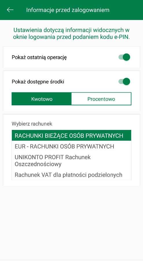 5.3. Informacje dostępne przed zalogowaniem Opcja pozwala na