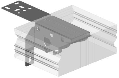 zaznaczoną (wgłębieniem na powierzchni belki) strefę montażu wkrętów ościeżnicowych skręcających ramę okienną z belką montażową CBM (o