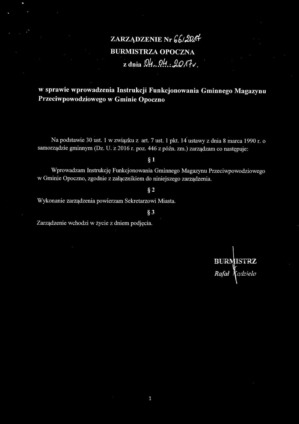 14. ustawy z dnia 8 marca 1990 r. o samorządzie gminnym (Dz. U. z 2016 r. poz. 446 z późn. zm.