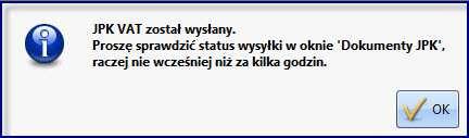 wysłany. Teraz należy tylko odebrać potwierdzenie. Wysłane pliki są w "Dokumentach JPK";.