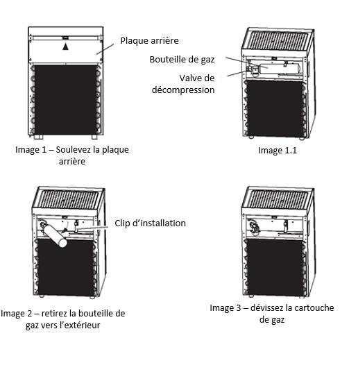 IV - Działanie urządzenia Wyjmij / zainstaluj zbiornik azotu 1. Otwórz górny panel tylny. (patrz diagram, jak pokazano na strzałce, rysunek 1.) 2.