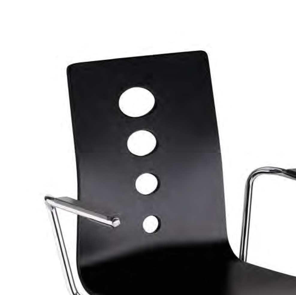 nie jest używane, istnieje możliwość zawieszenia krzesła na blacie stołu; gumowe podkładki pod podłokietnikami