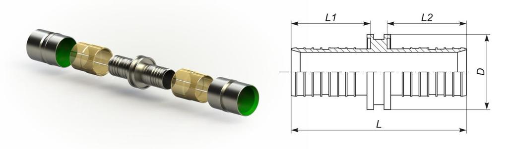 - 11 - A2.3 FibreFlex Pro - złącze połączeniowe proste łączenie dwóch rur FibreFlex Pro stal (stal nierdzewna na specjalne zamówienie) Średnice D L L1 L2 Złącza proste 1 25/25 33 96 38 38 0.