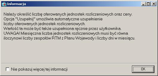 świadczeń we wskazanym miejscu udzielania świadczeń na dzień.. (pierwszy dzień obowiązywania oferty/wniosku) nie jest dostępna. 8.3.1.6 Uzupełnianie specyfikacji ilościowej i cenowej Uwaga!