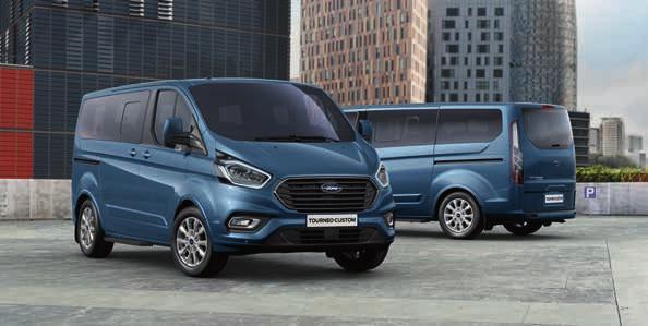 NOWY FORD TOURNEO CUSTOM Trend Główne zewnętrzne elementy pojazdu 16 aluminiowe obręcze kół Halogenowe reflektory projektorowe ze światłami do jazdy dziennej LED Przednie światła przeciwmgielne z