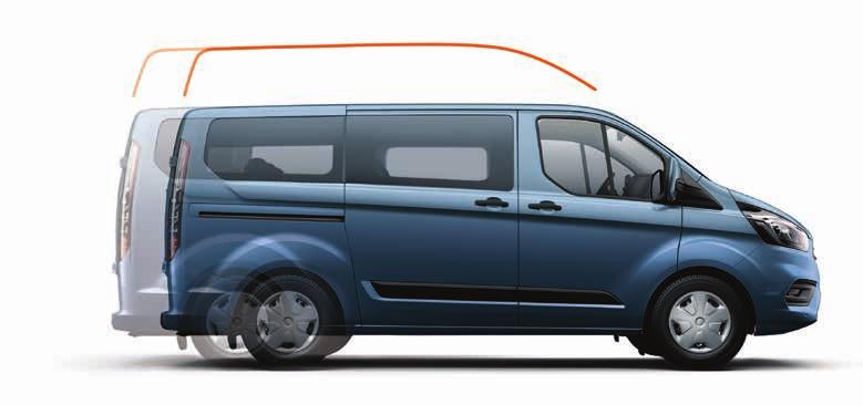 NOWY FORD TRANSIT CUSTOM KOMBI Wymiary i ładowność Dopłata do wysokiego dachu H2 2 500,- Niski dach H1 930 mm H2:
