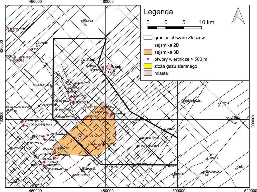 w dolomicie głównym. W południowym sąsiedztwie obszaru występuje największe złoże ropno-gazowe w Polsce Barnówko-Mostno-Buszewo (BMB).