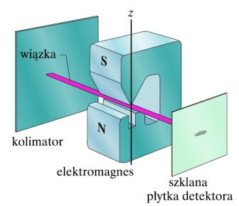 Spin elektronu moment pędu i moment magnetycny Elektron ma wewnętrny moment pędu spin opisany