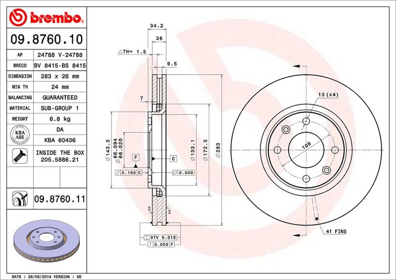 26 mm Moment dokręcania 90 Nm Referencja EAN 8020584876015 Kody marek Brembo 09.