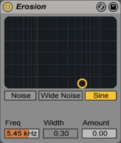 EFEKTY AUDIO EROSION Ten efekt niszczy sygnał poprzez krótkie opóźnienia wykorzystując do tego odfiltrowany szum lub falę sinusoidalną.
