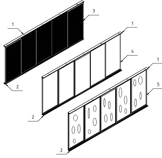 KARTA KATALOGOWA PRODUKTU Strona 1 z 7 Osłona przeciwsłoneczna zewnętrzna w postaci systemu segmentowych ścianek przesuwnych, podwieszanych na wózkach do szyny górnej i prowadzonych w szynie dolnej,