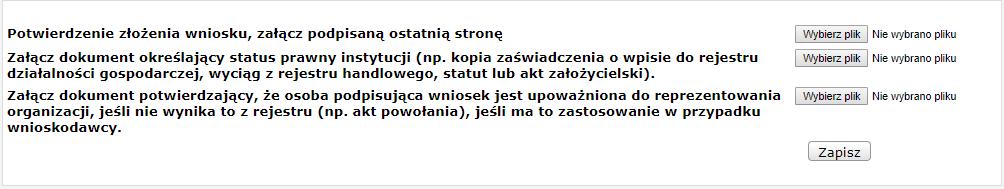 rejestru (np. akt powołania), skan dokumentu określającego status prawny instytucji (np.