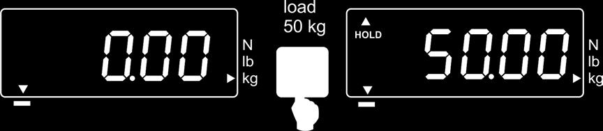 5.7.1 Funkcja Data Hold Włączyć wagę, przytrzymać wciśnięty przycisk HOLD aż do momentu wyświetlenia aktualnego ustawienia Hx (H1 H6).