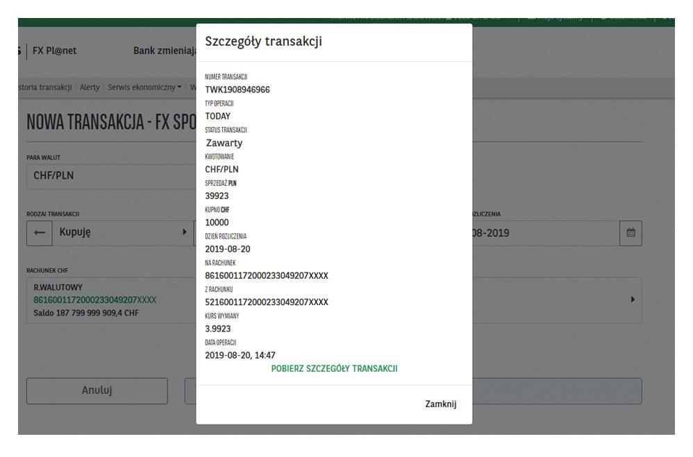 Wszystkie pola mają możliwość modyfikacji. W celu zawarcia transakcji należy uzupełnić niezbędne informacje, tj.: 1. Wybrać stronę transakcji (Sprzedaję/Kupuję). 2. Wpisać kwotę transakcji 3.