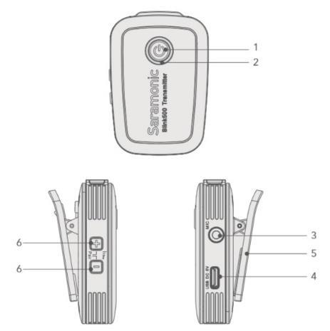 Blink500 RXUC: odbiornik ze złączem USB typu C 1 Złącze USB-C  automatycznie, nawet po ponownym uruchamianiu obu urządzeń. 3 Otwór parowania 4 Antena 4.