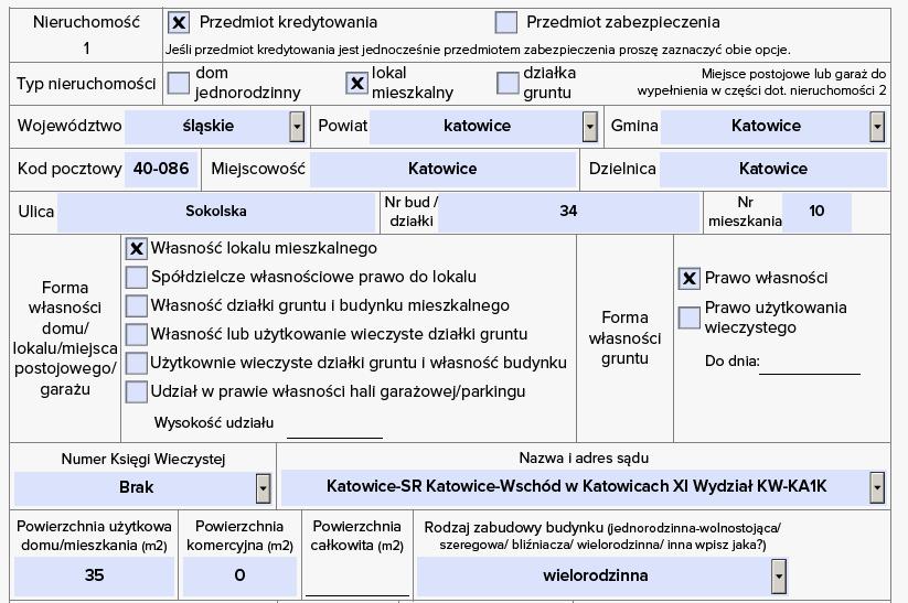 Podobnie postępuj w przypadku dodawania kolejnego celu kredytowania użyj przycisku Dodaj. 2.