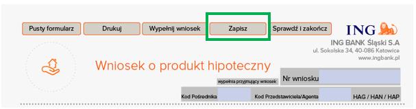 Po uzupełnieniu wszystkich danych, uzupełnij pola dotyczące doradcy przyjmującego wniosek (imię, nazwisko, telefon).