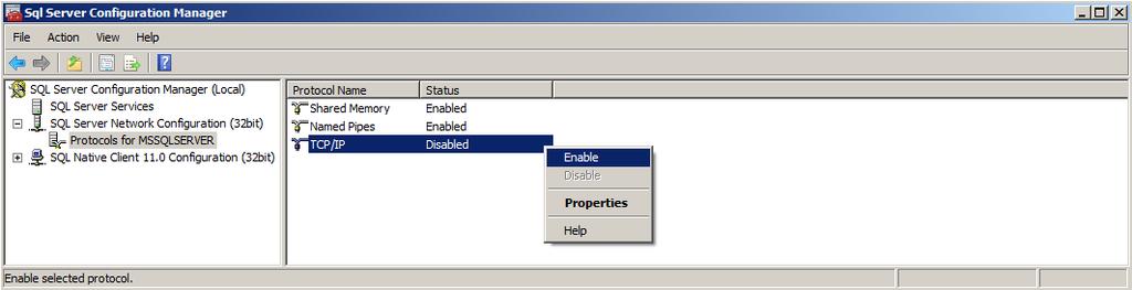 5. Konfiguracja protokołów wykorzystywanych w Microsoft SQL Server W programie Sql Server Configuration Manager po lewej stronie należy rozwinąć SQL Server Configuration Manager (Local), potem SQL