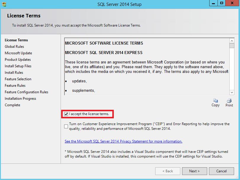 Zostanie rozpakowany instalator programu Microsoft SQL Server 2014 SP2 Express, w którym trzeba uruchomić plik setup.exe.