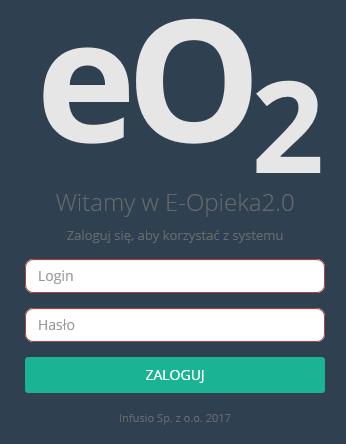 1. Logowanie do systemu Przed rozpoczęciem pracy z aplikacją eopieka należy się zalogować podając swój login oraz wpisując ustawione wcześniej hasło.