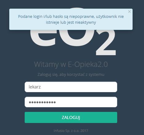 Ponadto po każdym zresetowaniu hasła przez administratora aplikacji eopieka hasłem także jest numer PESEL. Rys.