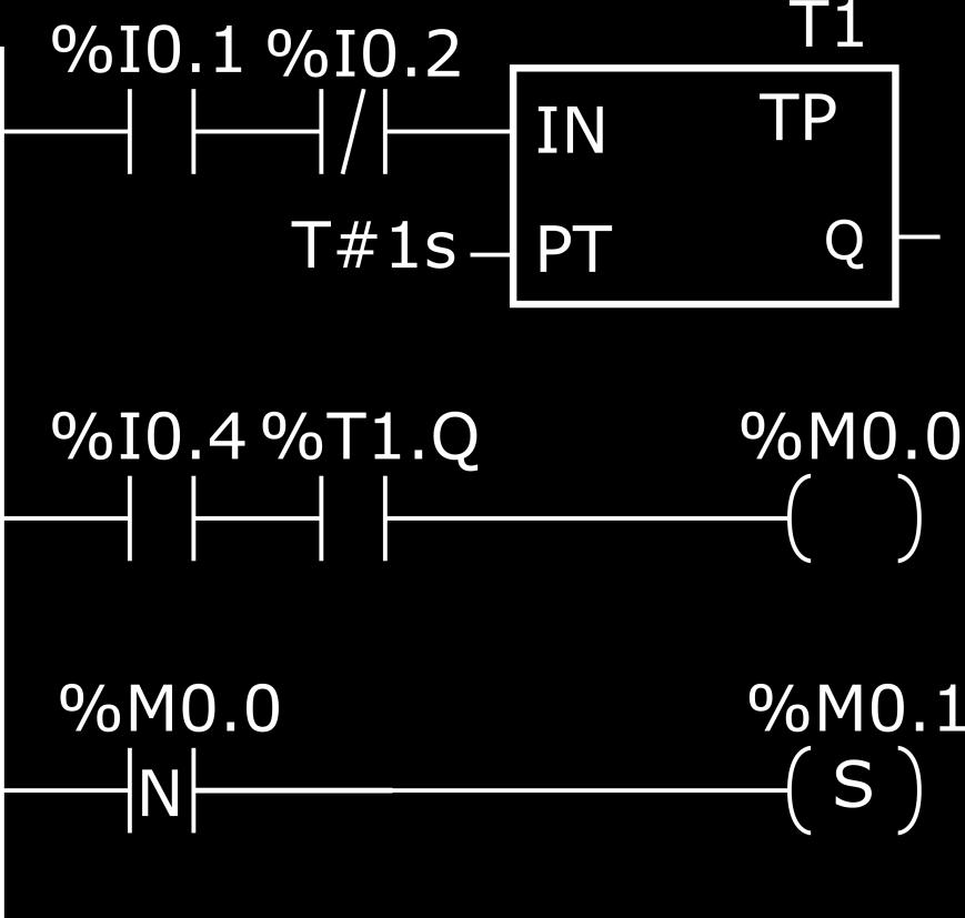 7 na wejściu instrukcji B2 Negacja wyniku działania instrukcji B Który z podanych związków występuje między zmiennymi %M. i %M. w przedstawionym programie sterowniczym? Zadanie 32. Zmienna %M.